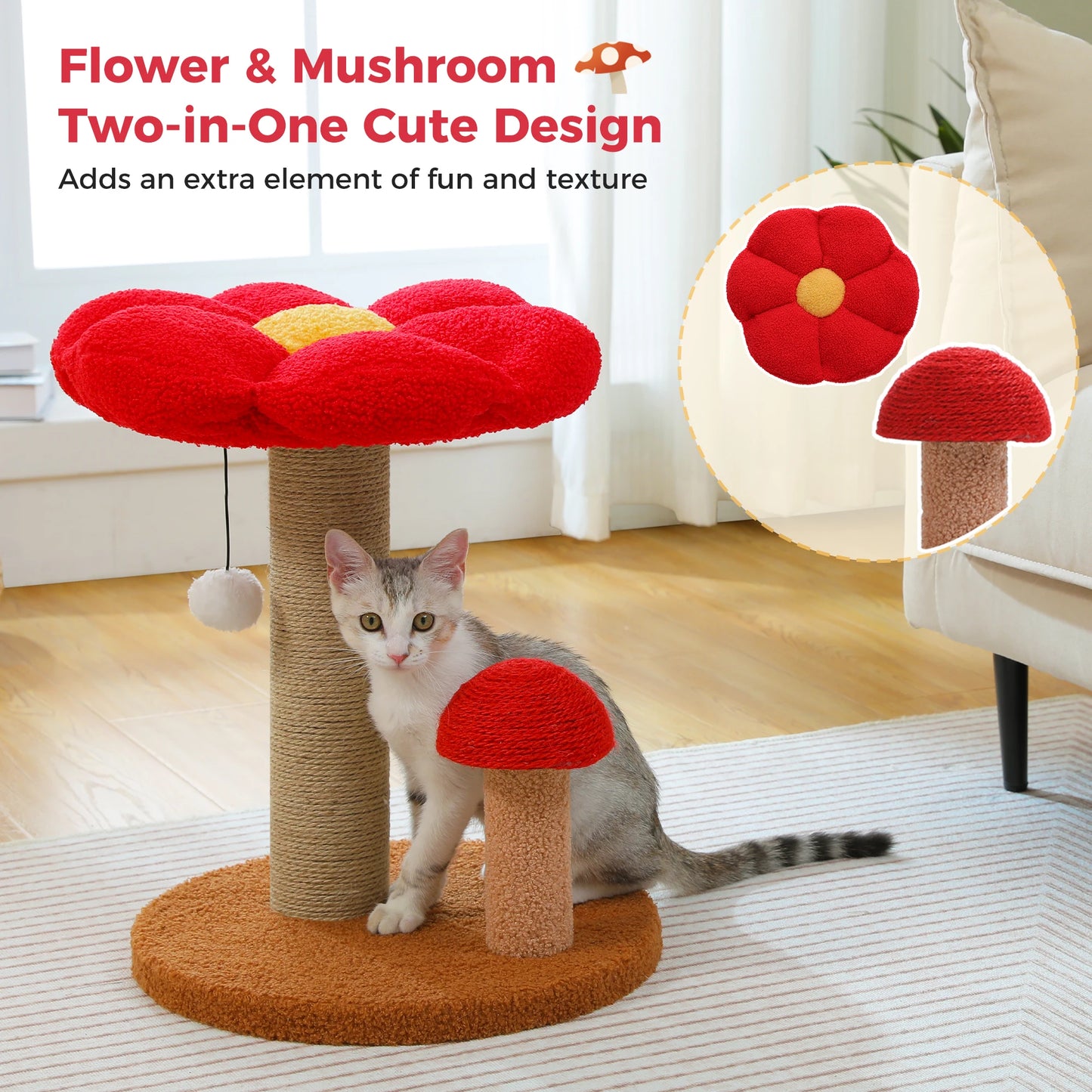 Pawz Road Cat Scratcher Removable Flower Bed Toy Ball
