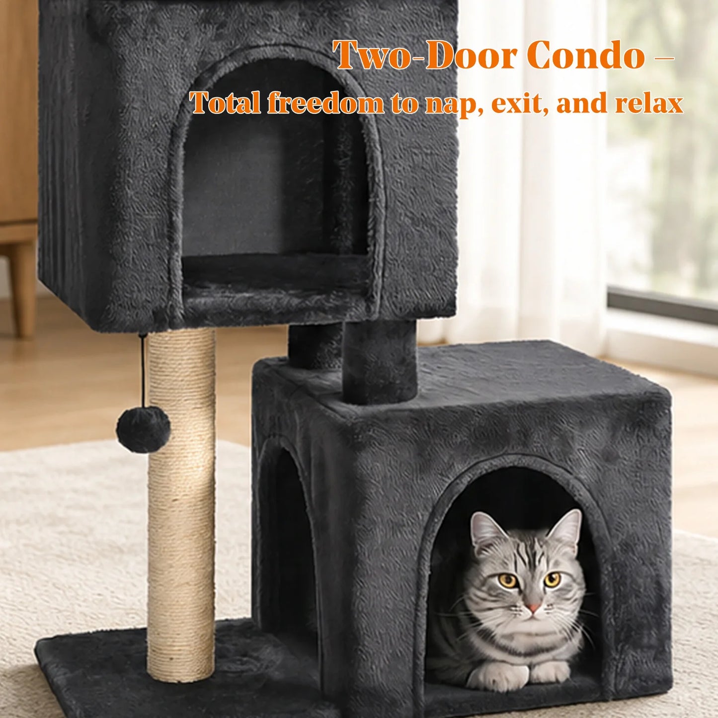 PAWZ Road Cat Tree with Sisal Scratching Posts Cozy Condos