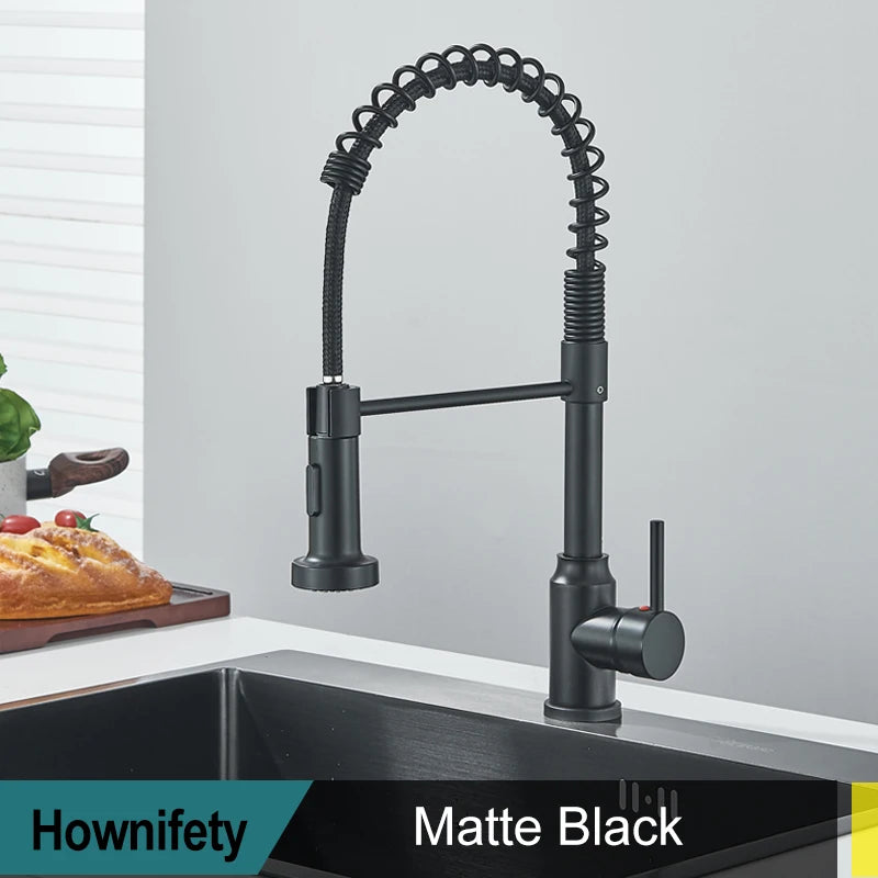 Hownifety Chrome Kitchen Sink Faucet Stainless Steel Hot and Cold Water Tap Deck Mounted Bathroom Gourmet Kitchen Crane