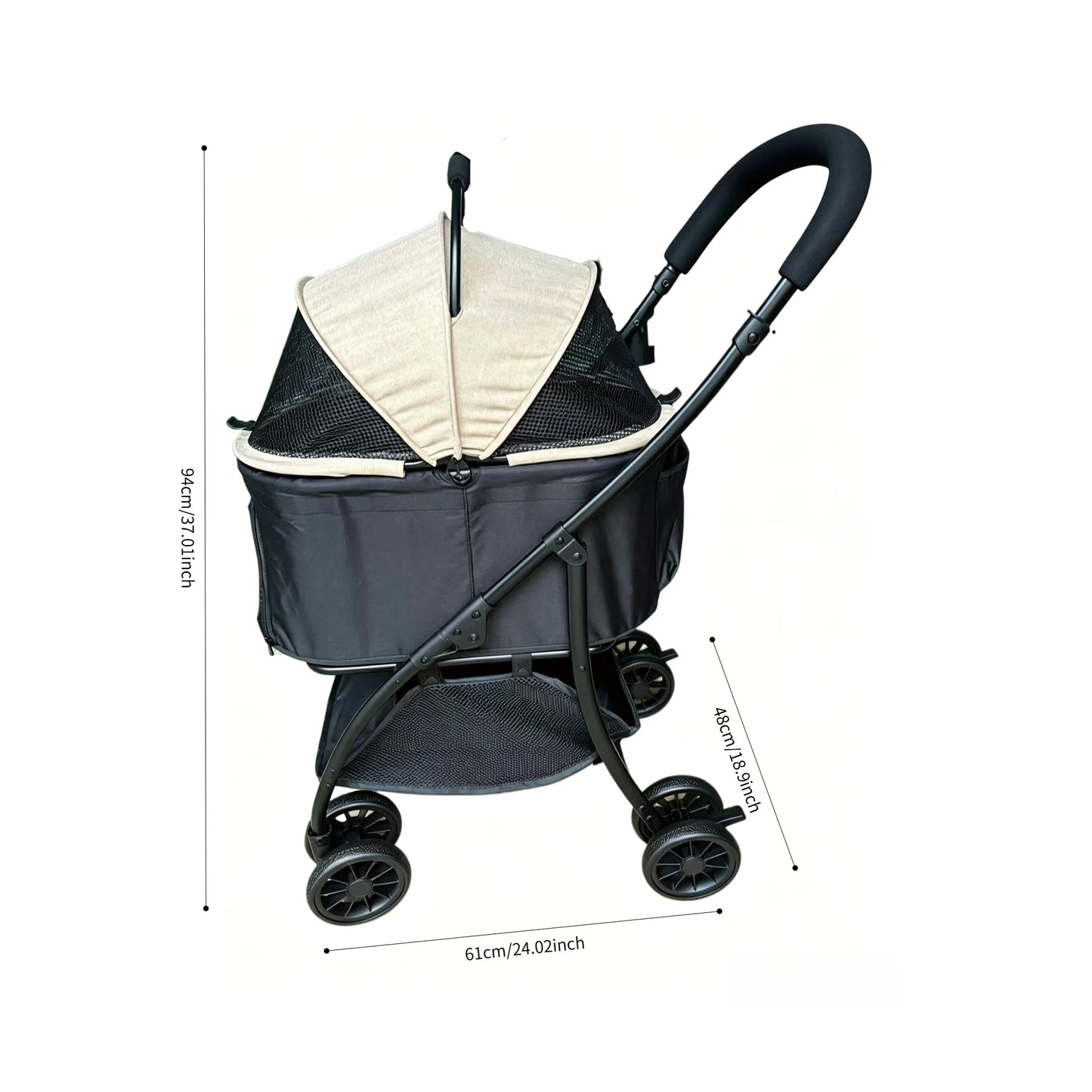 Lightweight 2-In-1 Pet Stroller With Removable Carrier For Pets