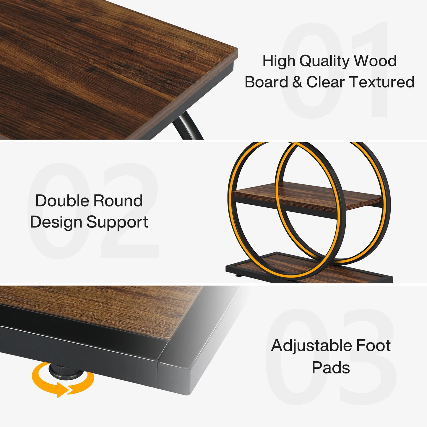 Tribesigns Industrial End Table With Three Storage Shelves
