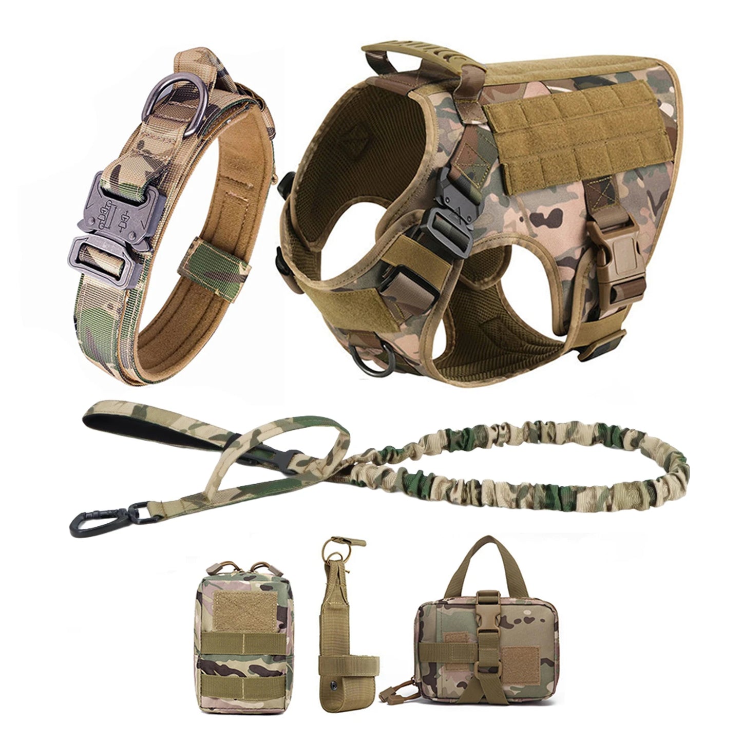 Tactical Nylon Dog Harness With Quick Release And Molle Pouches