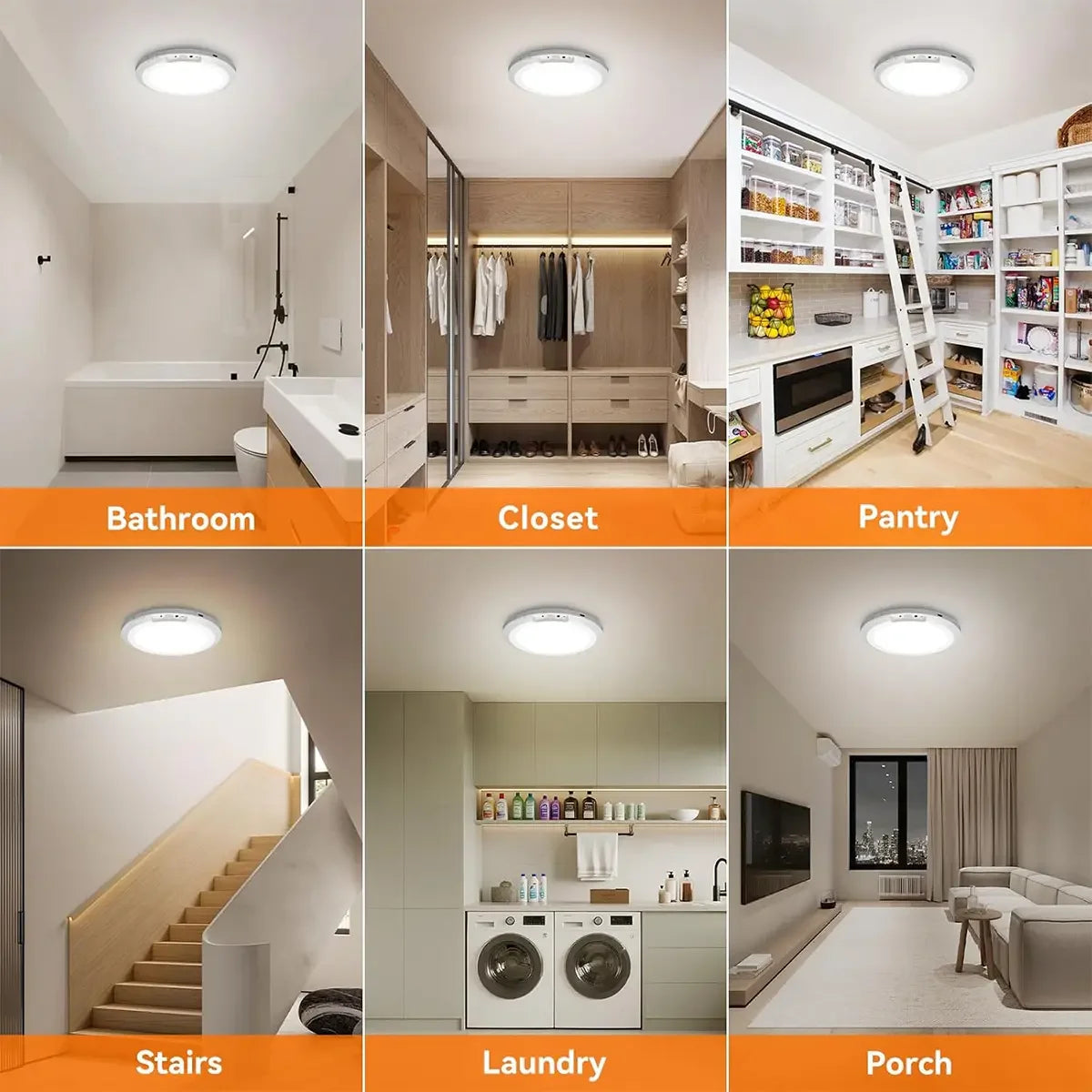 8/4Pack Motion Sensor Ceiling Light with Remote Rechargeable 10000mAh Battery Magnetic Wireless for Closet Shower Stairs Shed Hallway Porch Patio 3000K 4000K 6000K