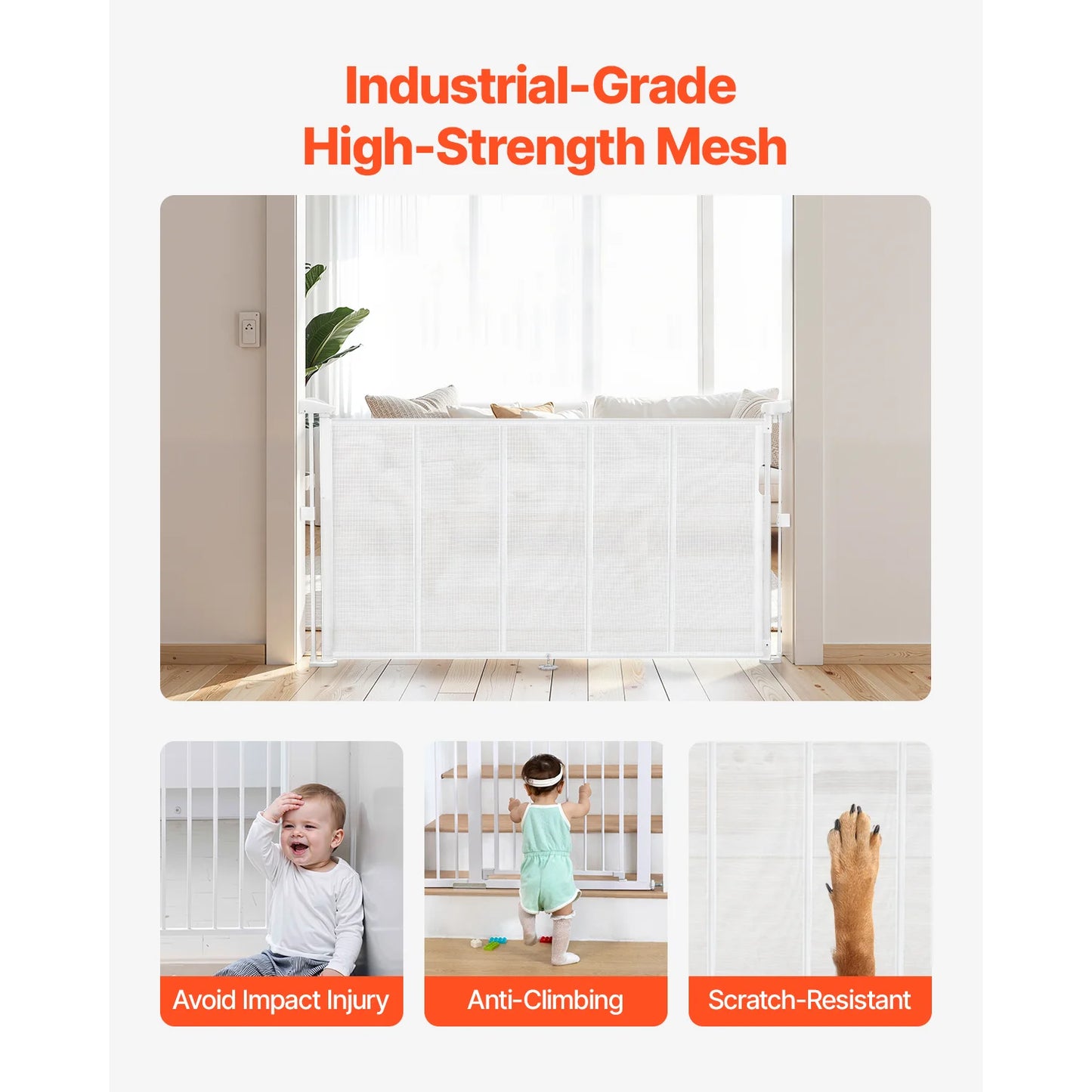 SucceBuy Retractable Baby And Pet Safety Gate For Indoor Home