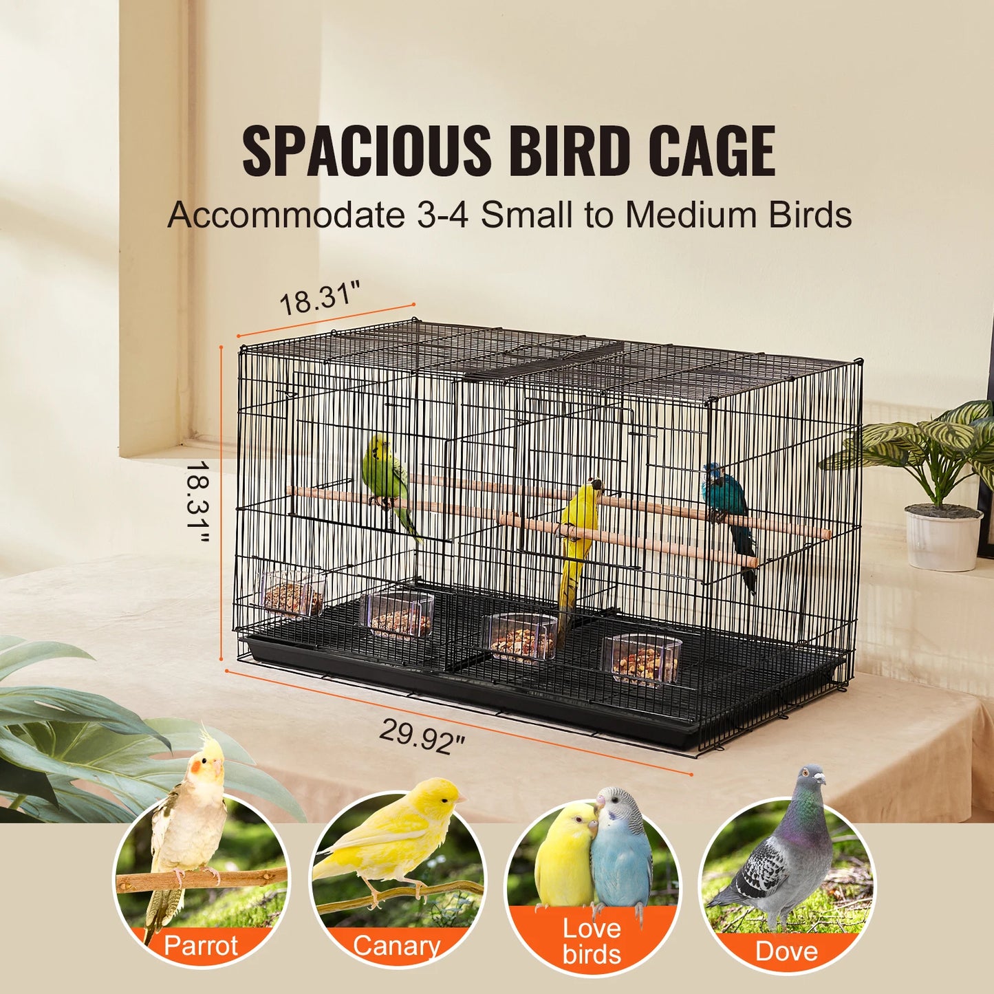 SucceBuy Stackable Divided Bird Cage With Handle And Perch