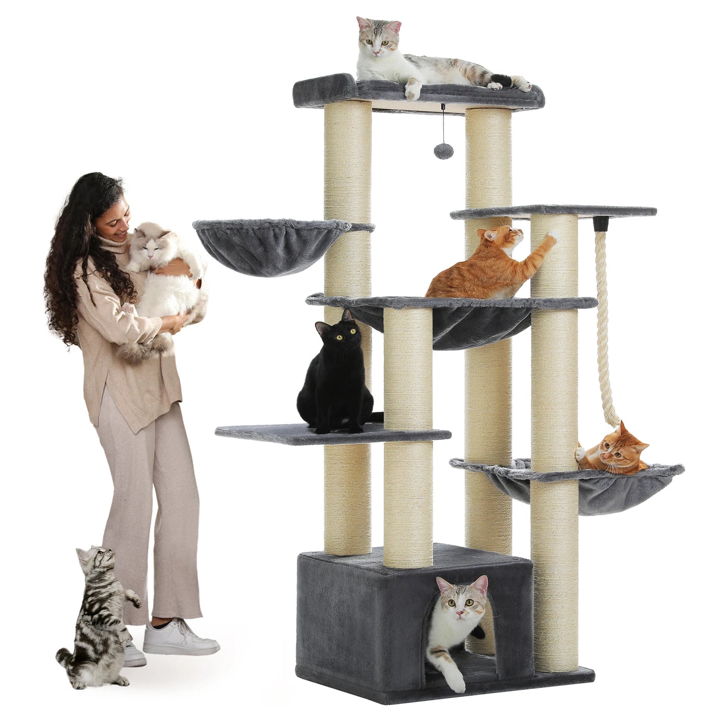 PAWZ Road Large Cat Tree with Multiple Levels and Hammock