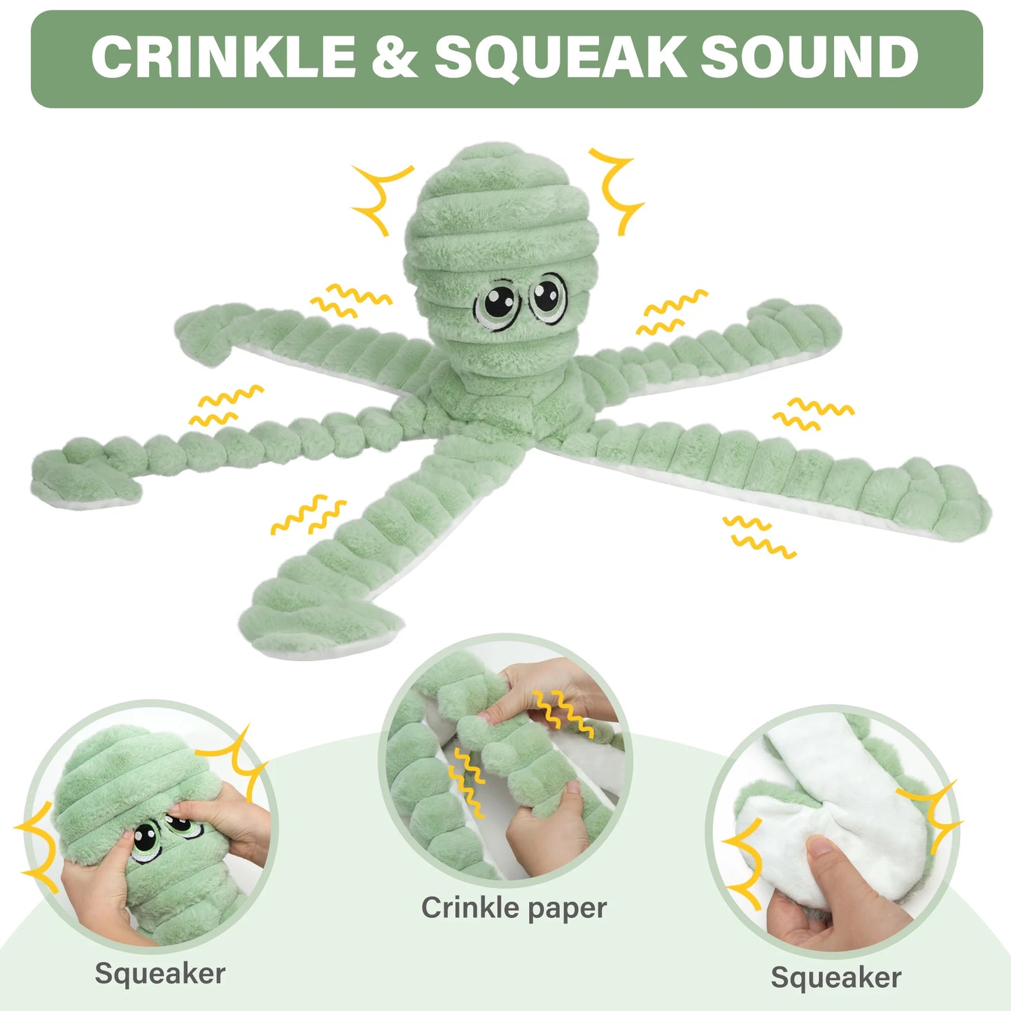 Octopus Design Squeaky Plush Dog Toy For Grinding Teeth