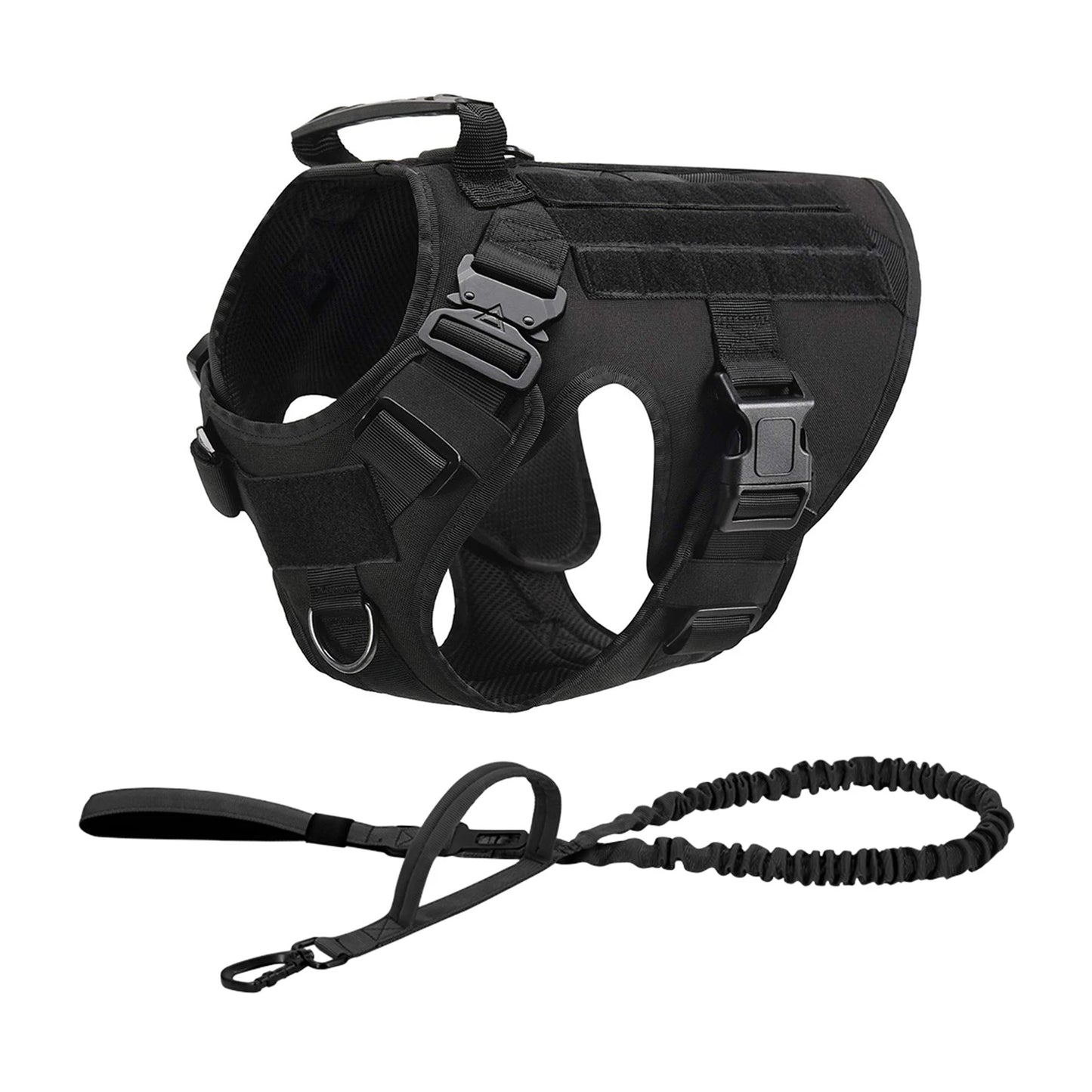 Tactical Nylon Dog Harness With Quick Release And Molle Pouches