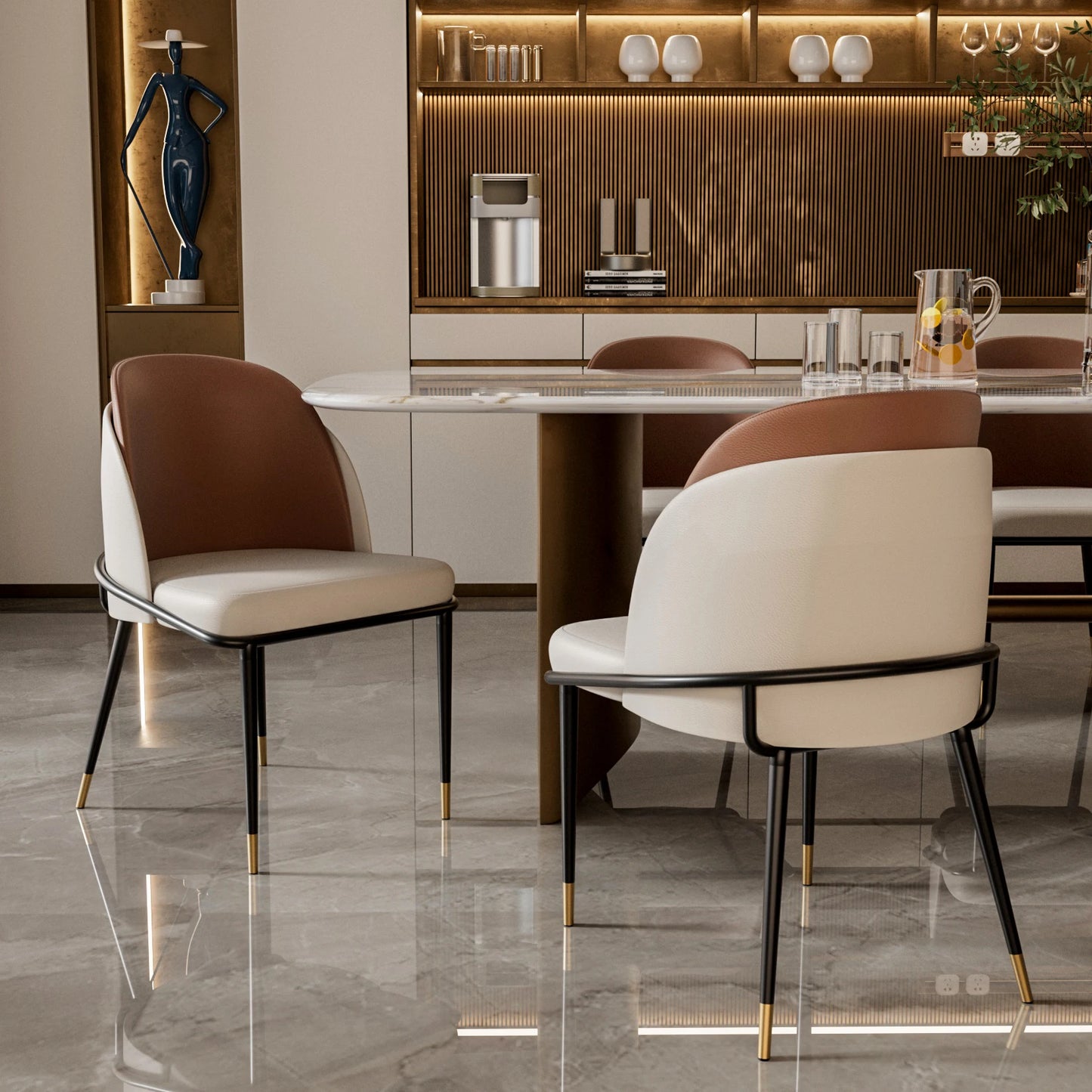 Modern Faux Leather Dining Chair Set With Padded Upholstery