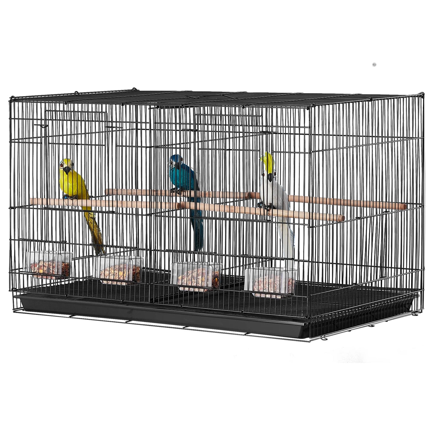 SucceBuy Stackable Divided Bird Cage With Handle And Perch