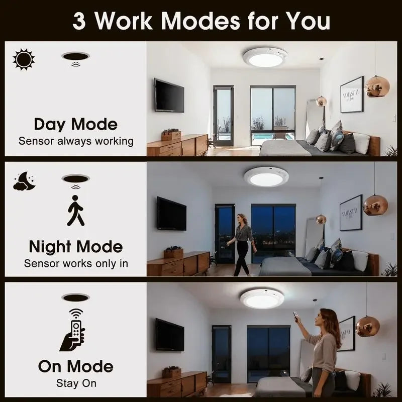 4/2Pack Rechargeable Sensor Ceiling Light with Remote Control, USB Charging, Magnetic Wireless Ceiling Light Battery Powered for Closet Shower Stairs Shed Hallway Porch Patio Ect