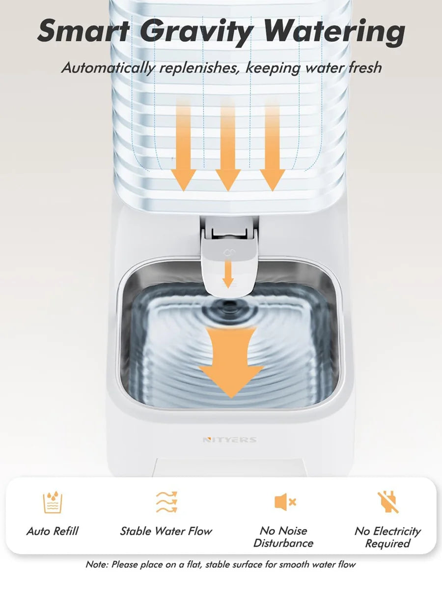 Nityers Gravity Dog Water Bowl With Stainless Steel Stand
