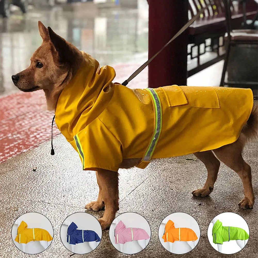 Waterproof Hooded Dog Raincoat With Reflective Windproof Protection