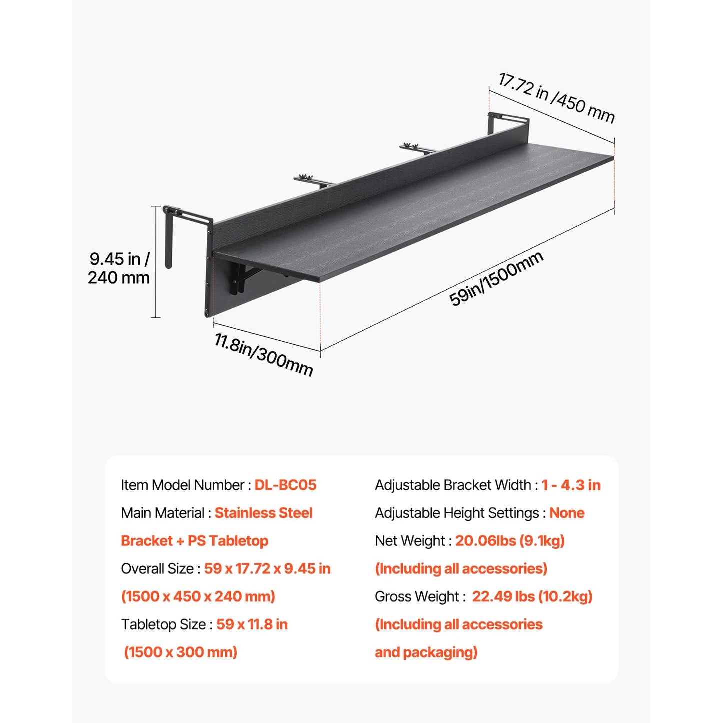 Foldable Balcony Railing Serving Table For Outdoor Use
