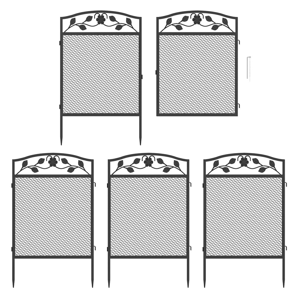 BORWART 5Pcs Tall Dog Fence Panels Iron Pet Barrier