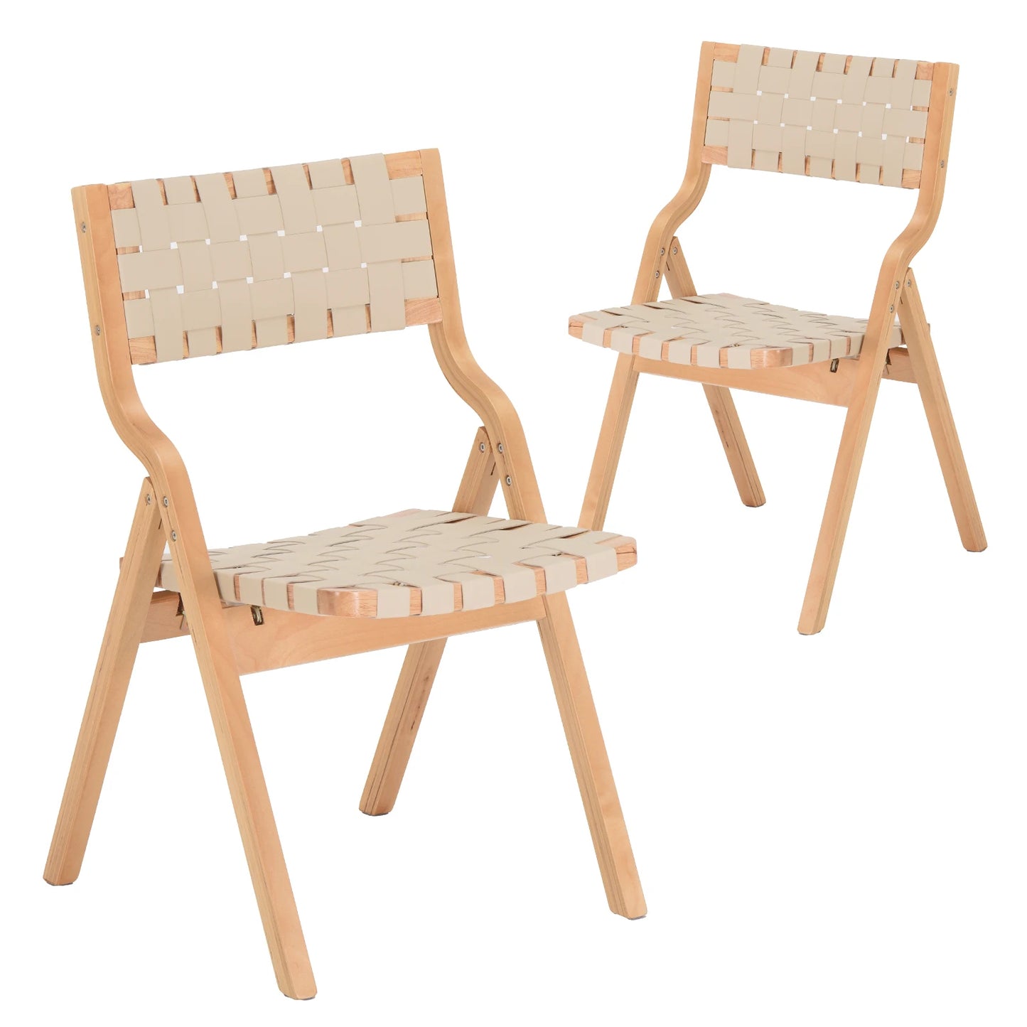 Farini Stackable Wood Folding Dining Chairs With Woven Seat