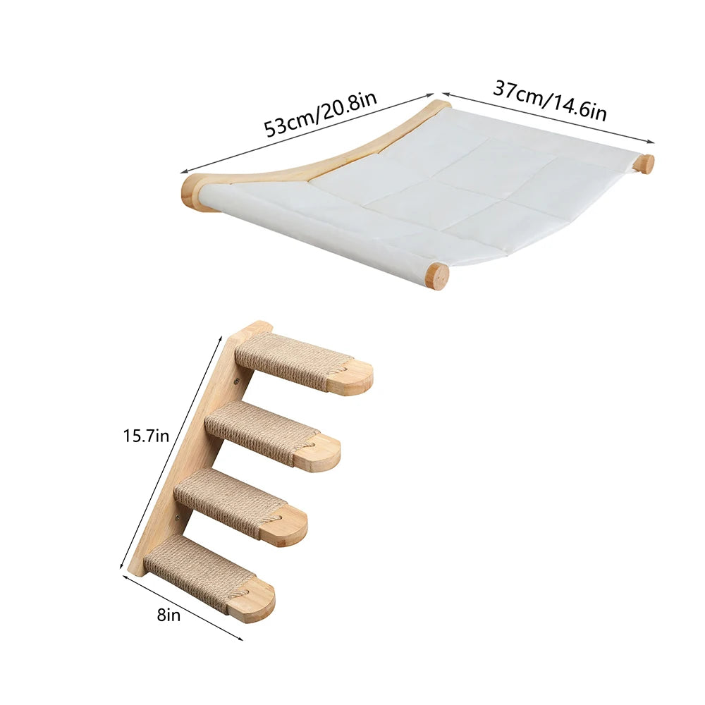 CWV Wall Mounted Cat Hammock With Sisal Scratching Shelves