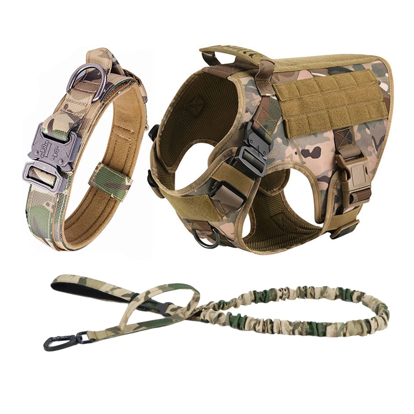 Tactical Nylon Dog Harness With Quick Release And Molle Pouches