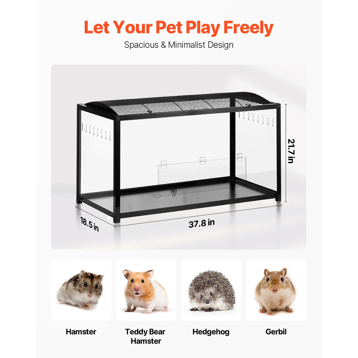 SucceBuy Transparent 360 Degree Hamster Cage With Front Door