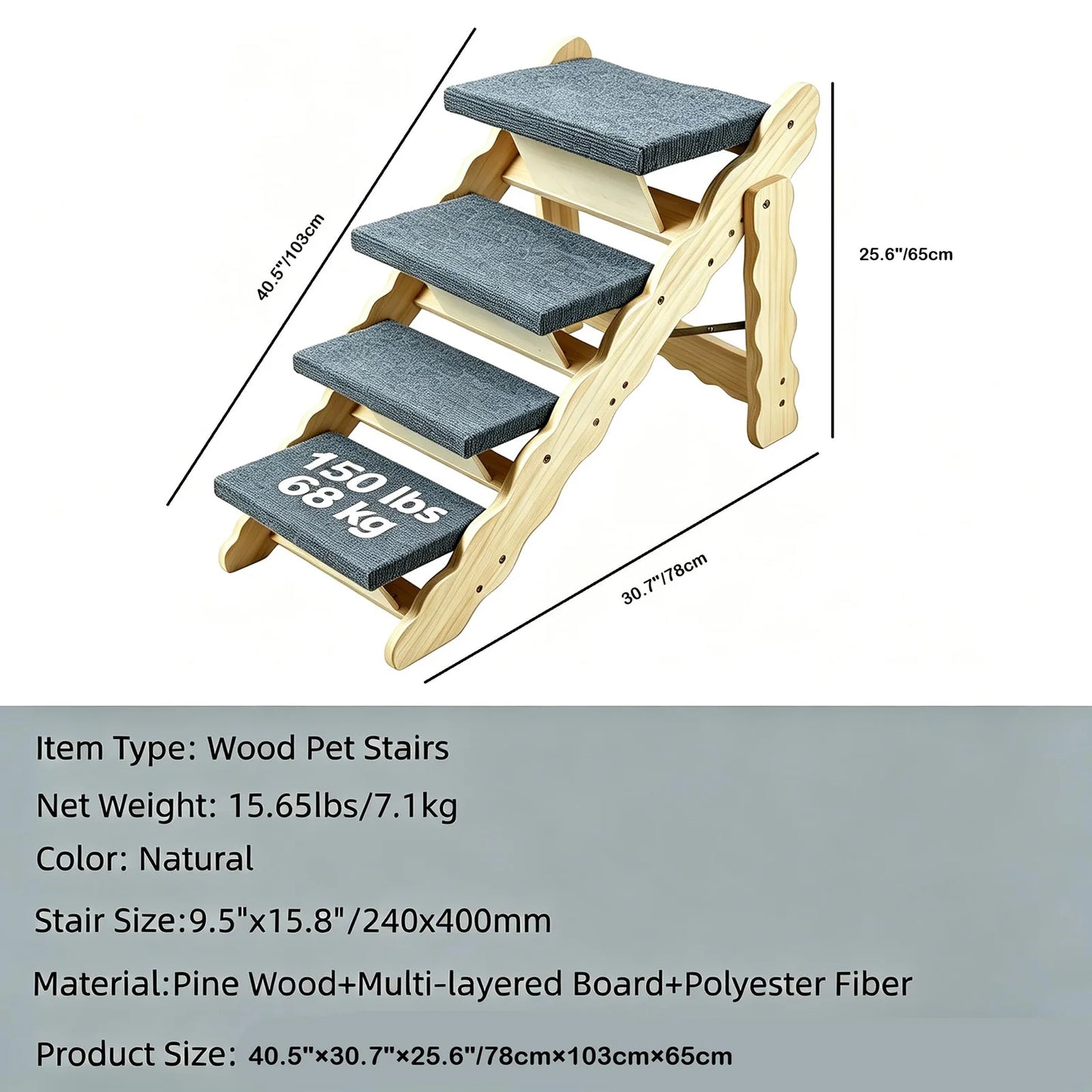DishyKooker Wooden Pet Stairs And Foldable Dog Ramp