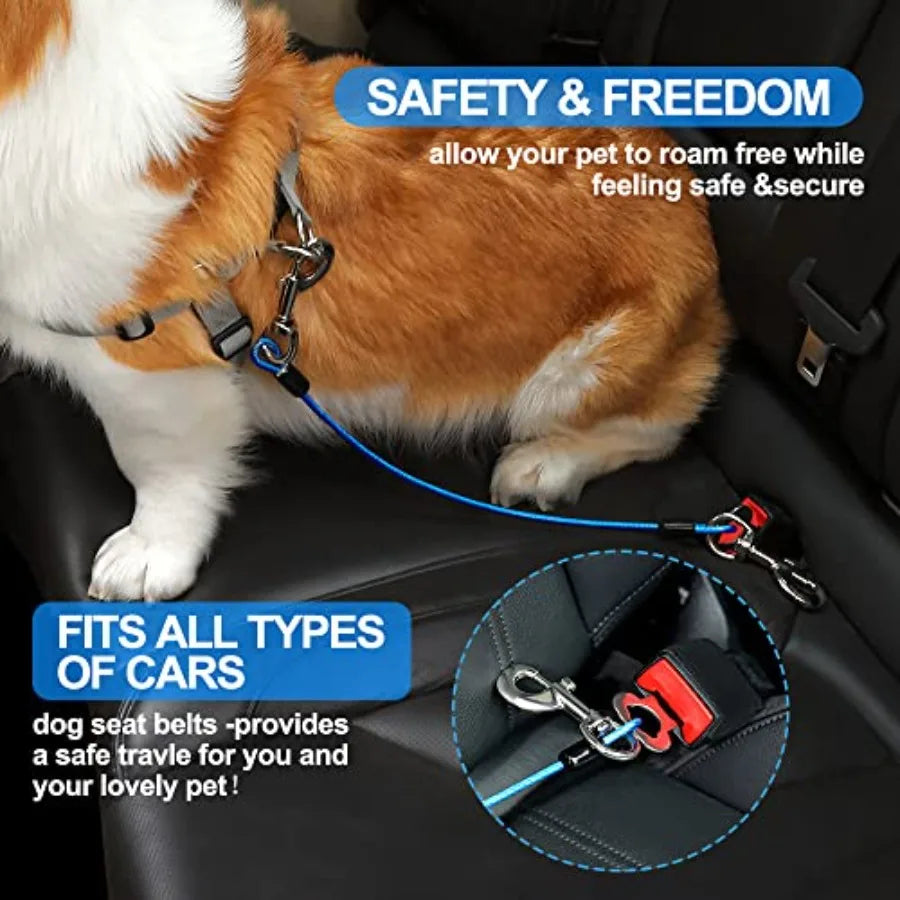 Coated Nylon Dog Car Seat Belt Harness Safety Restraint