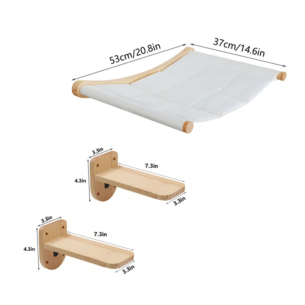 CWV Wall Mounted Cat Hammock With Sisal Scratching Shelves
