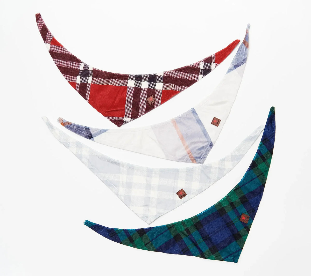 Peace Love World Plaid Pet Bandana Set of Four Patterns