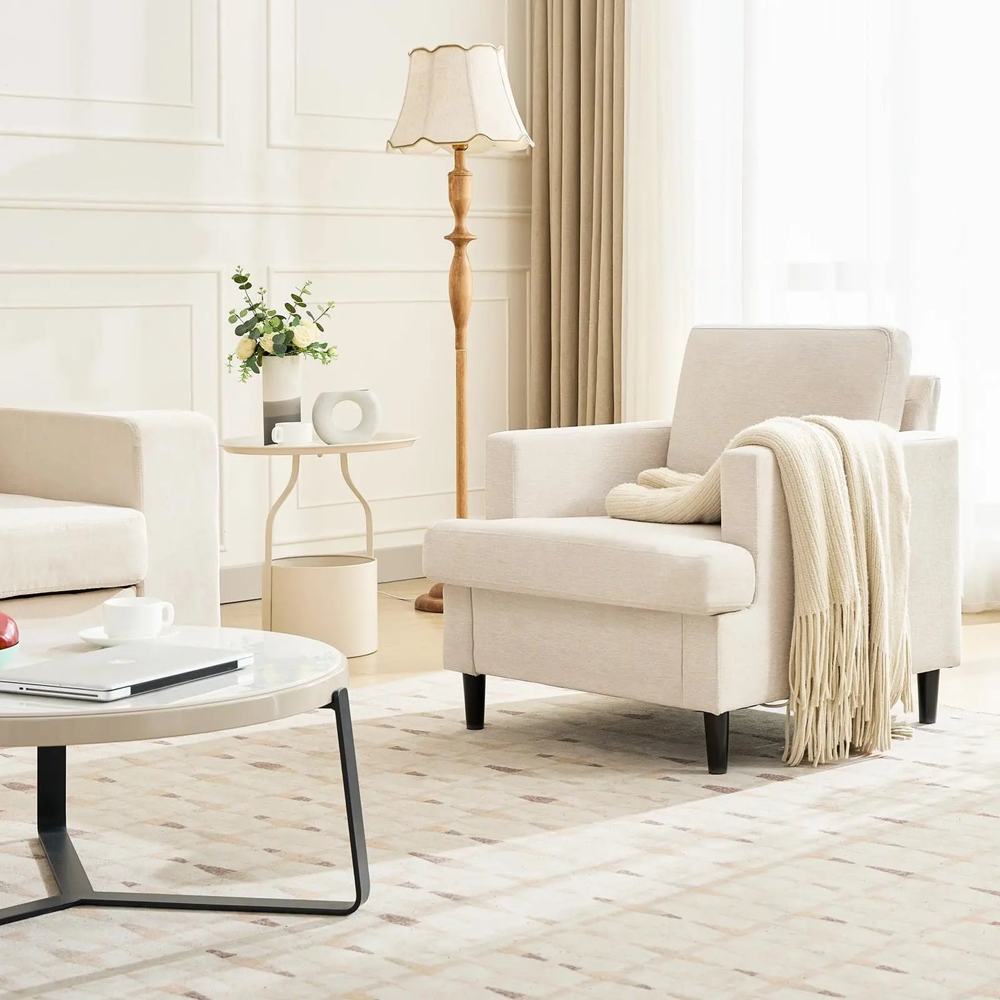 Modern Upholstered Accent Chair With Deep Plush Seat For Home
