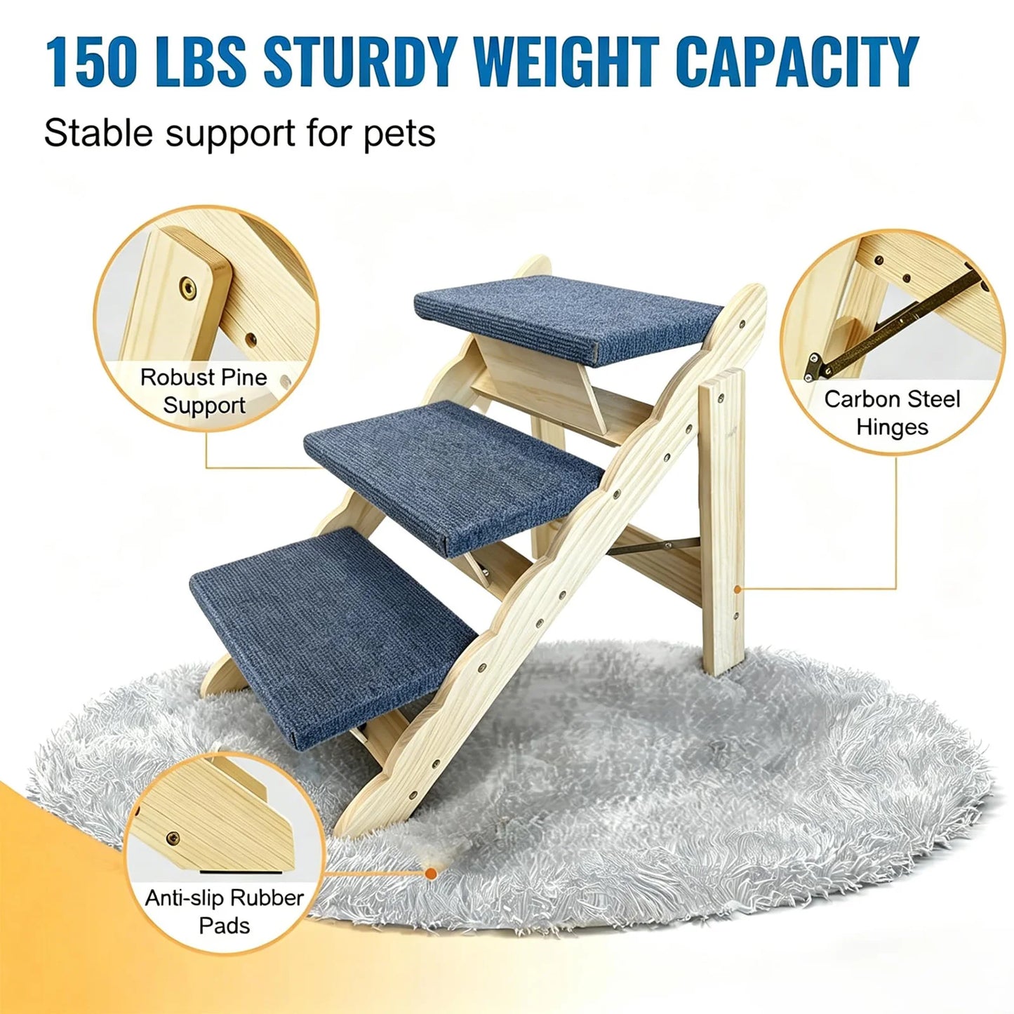 DishyKooker Wooden Pet Stairs And Foldable Dog Ramp