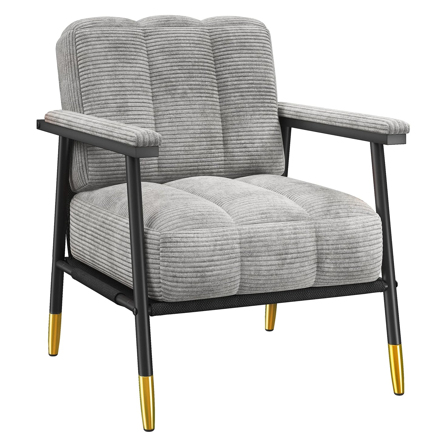 EnHomee Modern Upholstered Armchair With Thick Cushion And Metal Frame