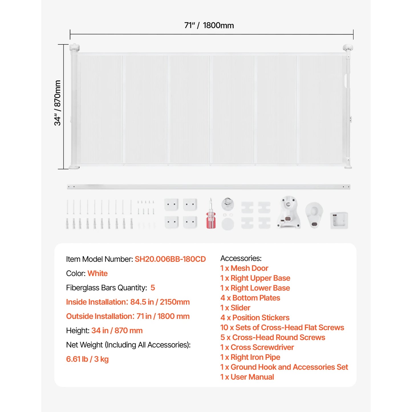SucceBuy Retractable Baby And Pet Safety Gate For Indoor Home