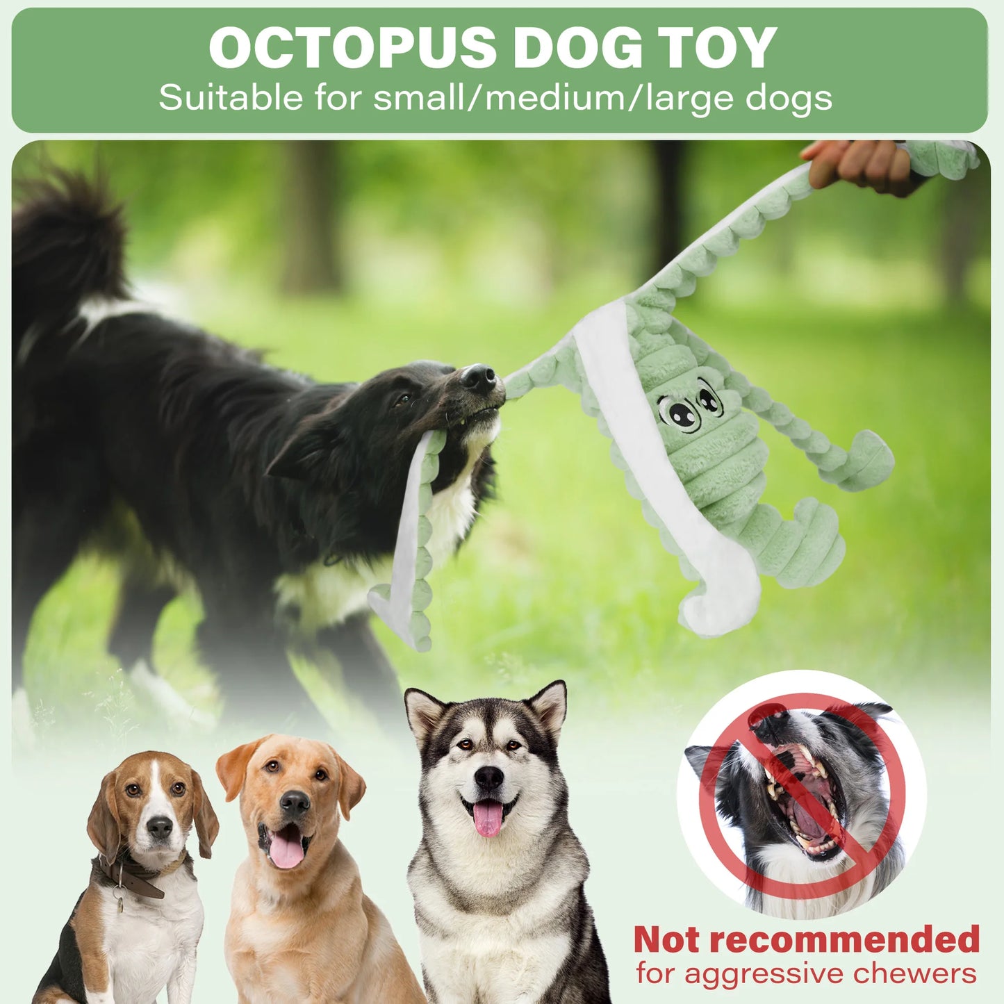 Octopus Design Squeaky Plush Dog Toy For Grinding Teeth