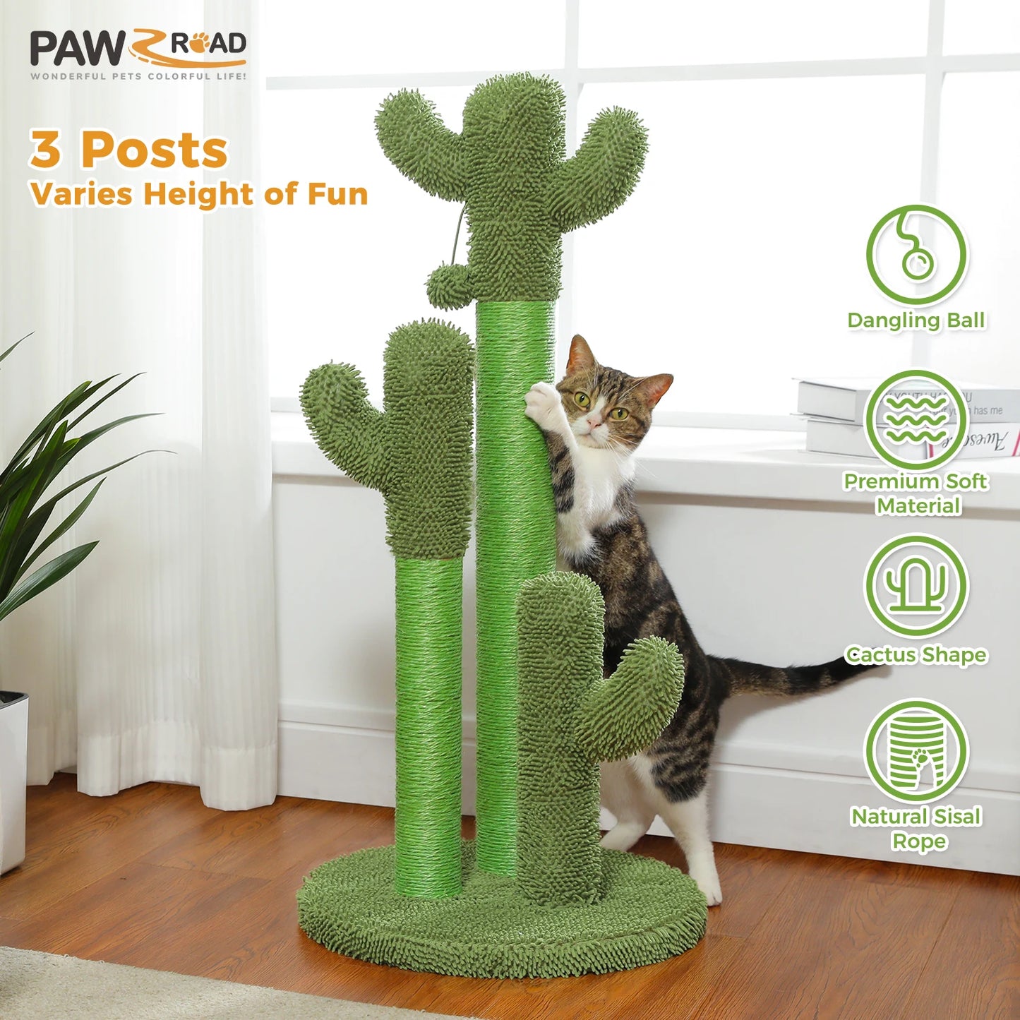 Pawz Road Cactus Cat Scratching Post With Sisal Poles