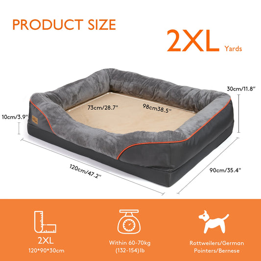 BINGOPAW Large Dog Bed With Removable Washable Fleece Cover Waterproof