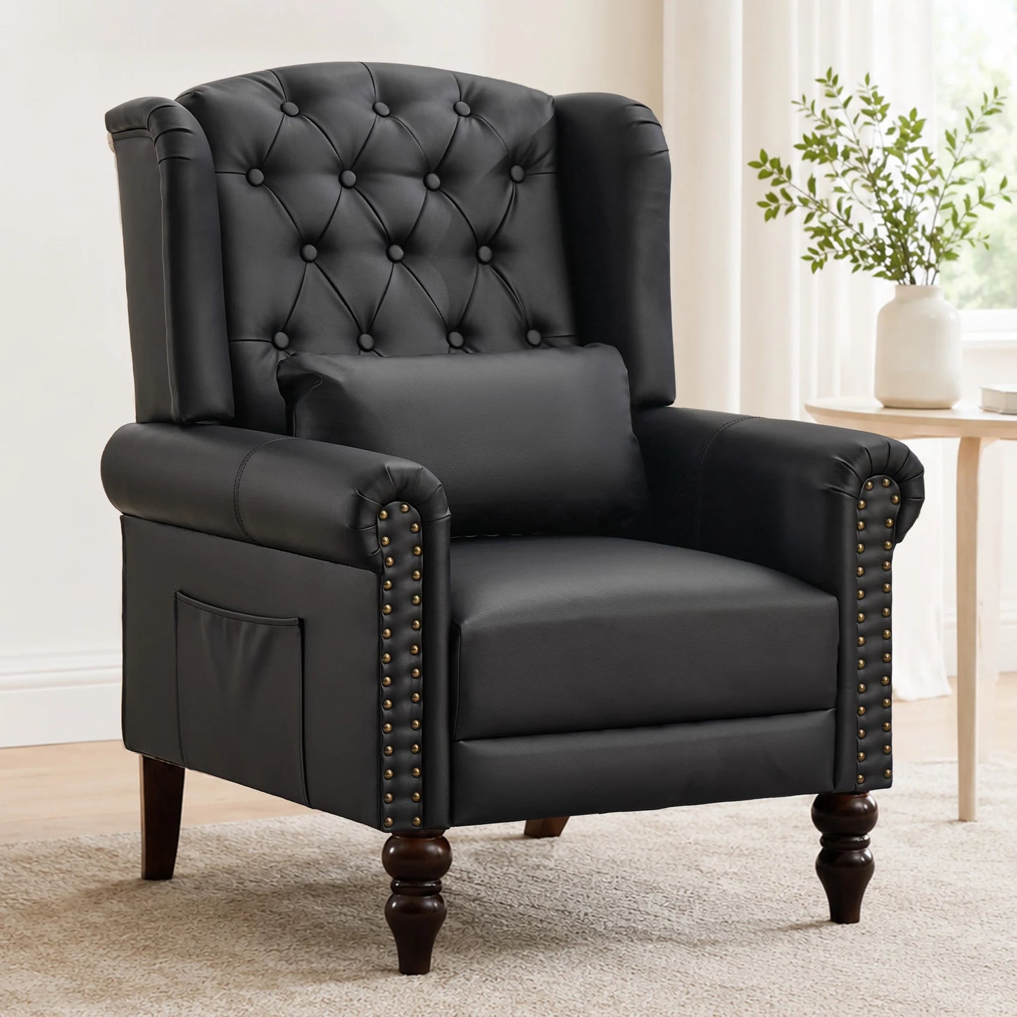 TCGBKAF Vintage Floral Wingback Accent Chair Mid Century Modern Armchair