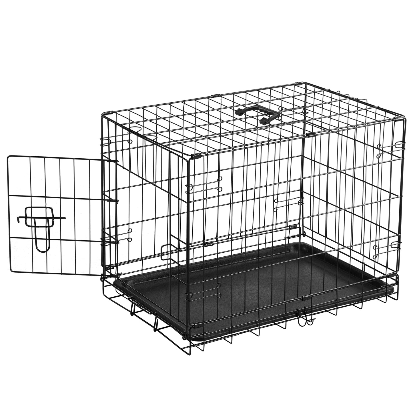 JHK Single Door Folding Wire Dog Kennel With Leak Proof Pan
