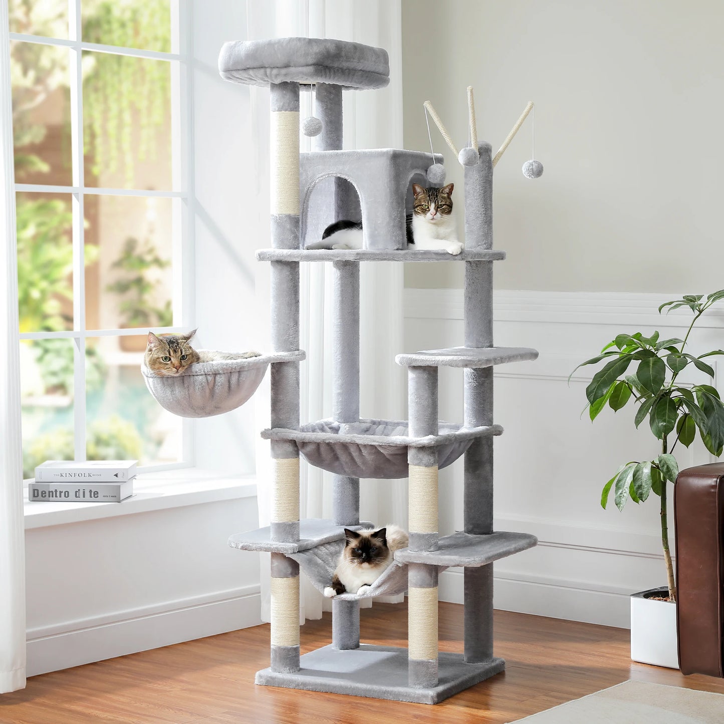 Petepela Indoor Cat Tree With Hammock And Scratching Post