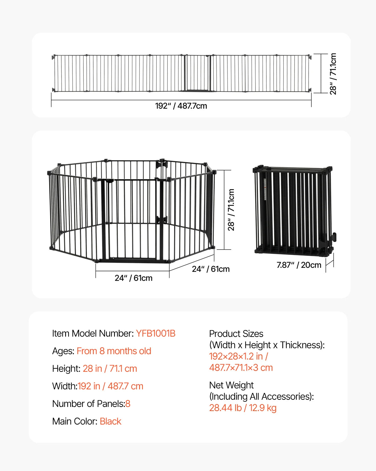 SucceBuy Stainless Steel Baby Gate Pressure Mount With Walk Thru