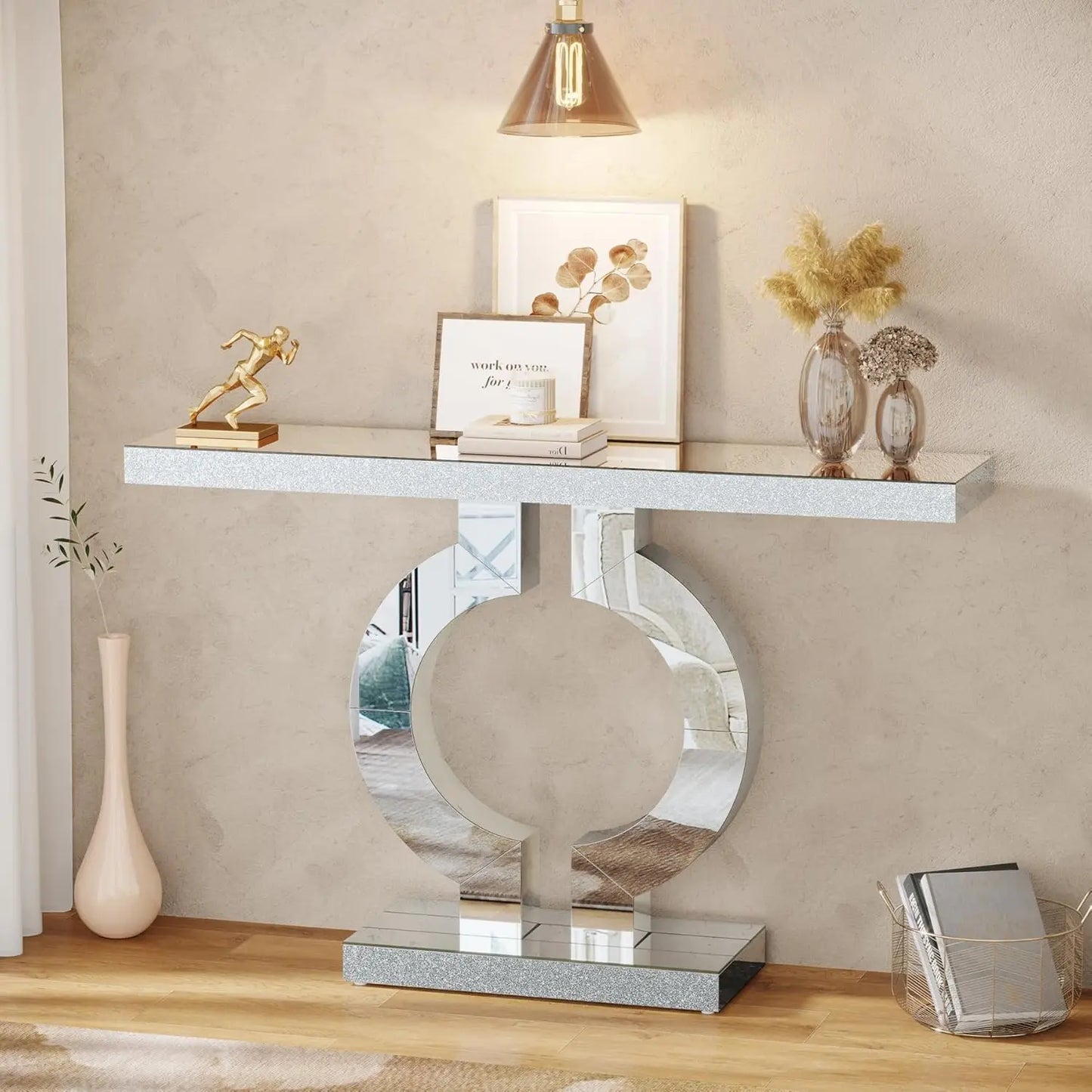 Tribesigns Modern Mirrored Console Table Entryway Home Decor