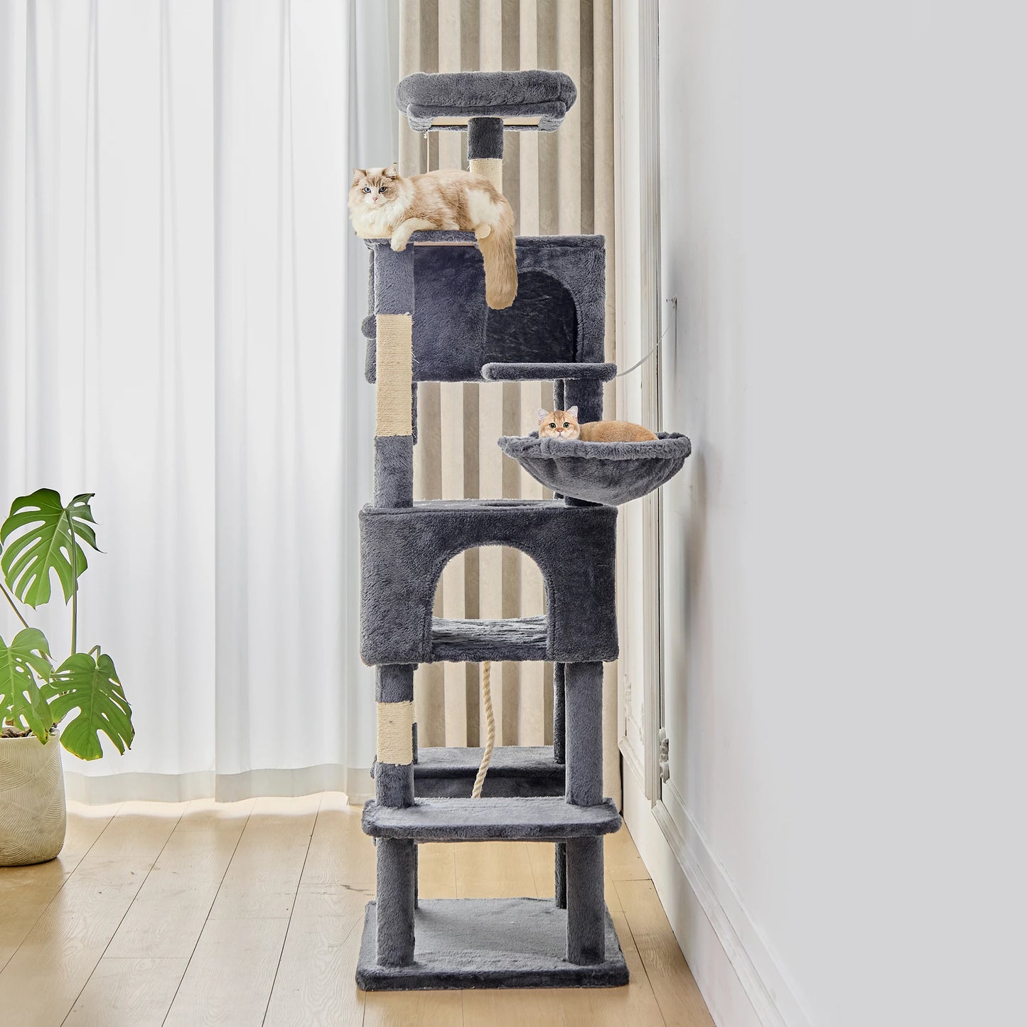 JHK Multi Level Cat Tree With Sisal Posts And Condo