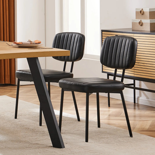 JHK Modern Faux Leather Dining Chairs With Lumbar Support