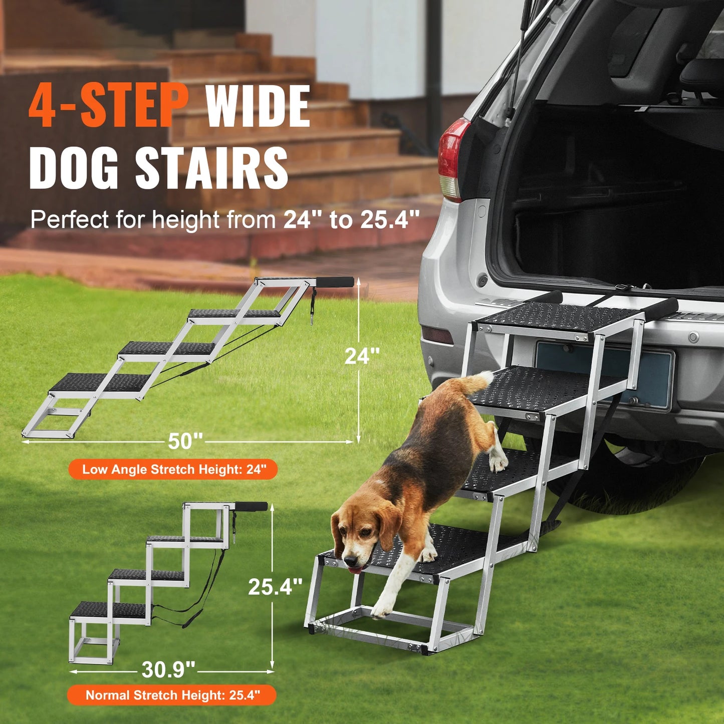 SucceBuy Folding Pet Stairs For Cars Lightweight Portable Steps