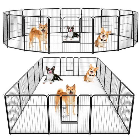 JHK Foldable Metal Dog Playpen With Secure Gate For Yard