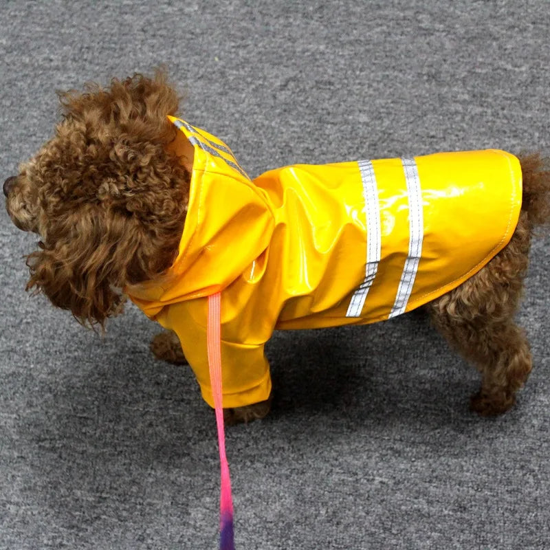 Reflective PU Hooded Pet Rain Jacket For Dogs And Cats