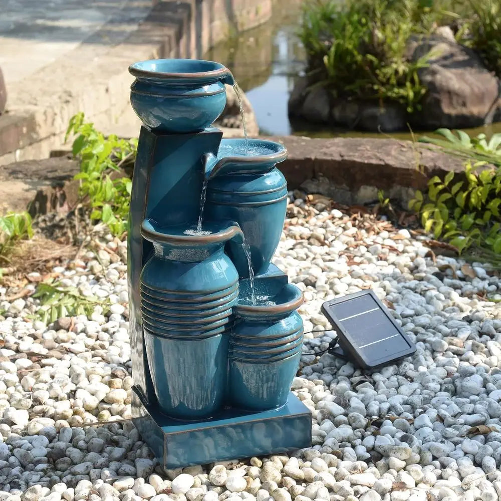 UKMJ Four Tier Cascading Bowl Fountain With LED Garden Lighting