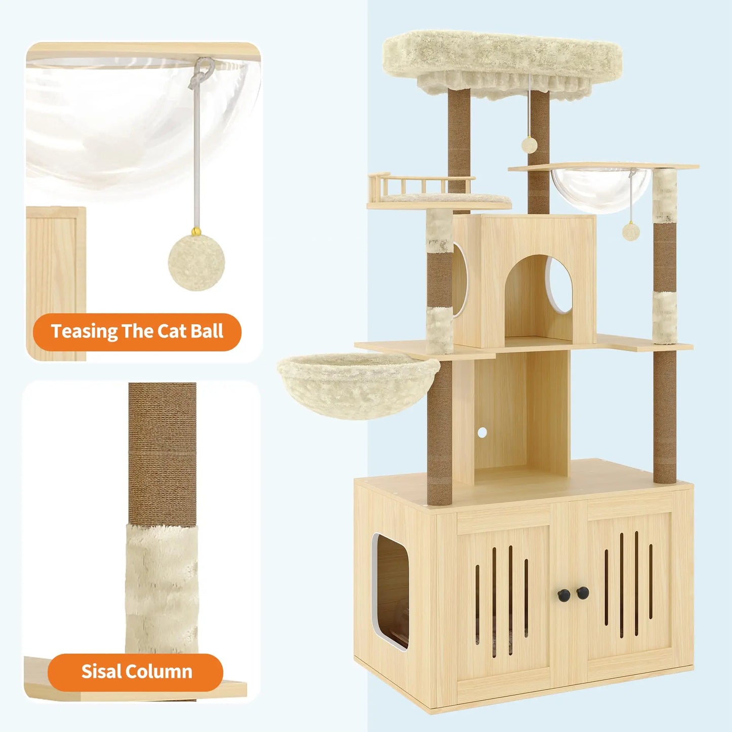 Studyset Multilevel Cat Tree With Hidden Litter Box Enclosure