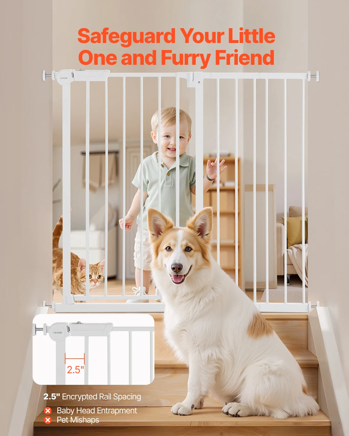 SucceBuy Stainless Steel Baby Gate Pressure Mount With Walk Thru