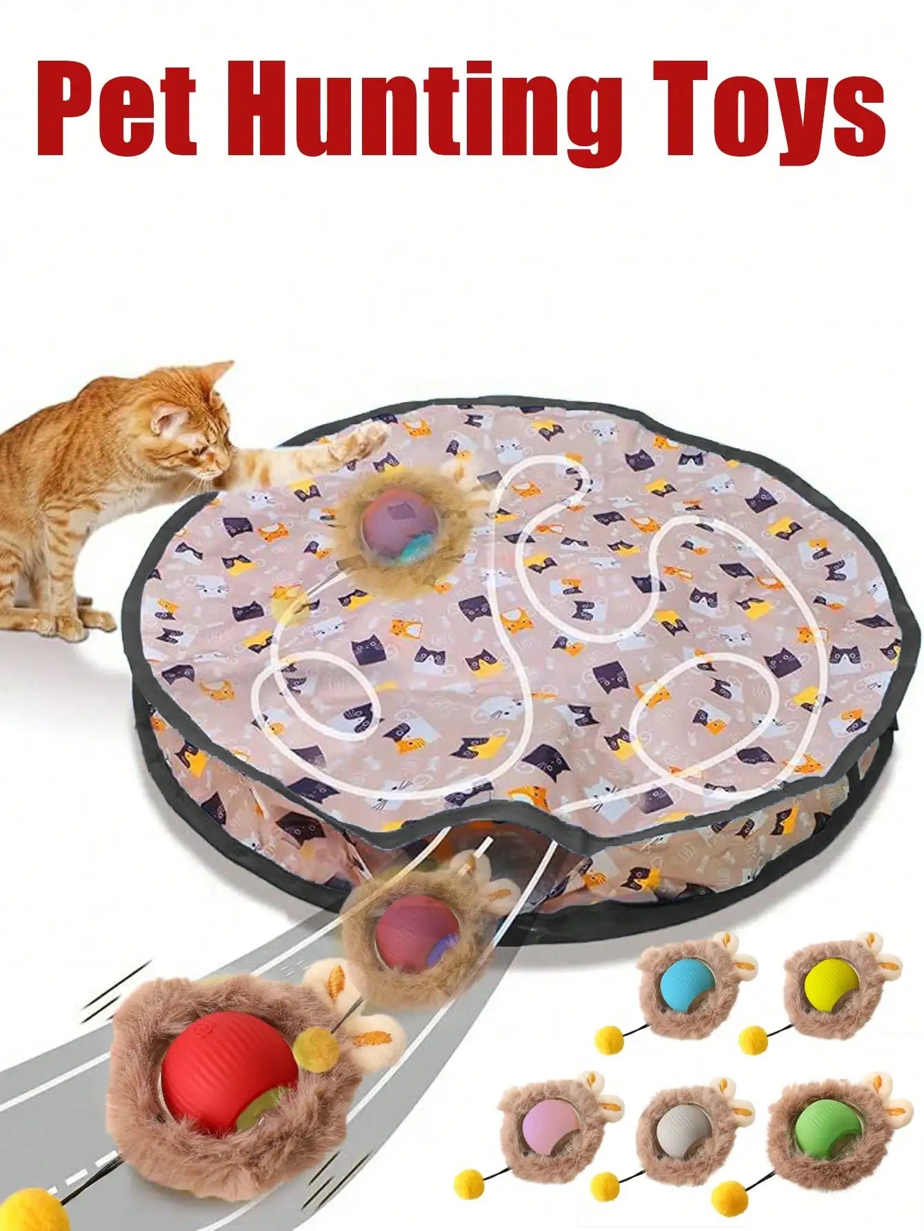 Electric Rechargeable Cat Ball Toy With LED Chasing Light