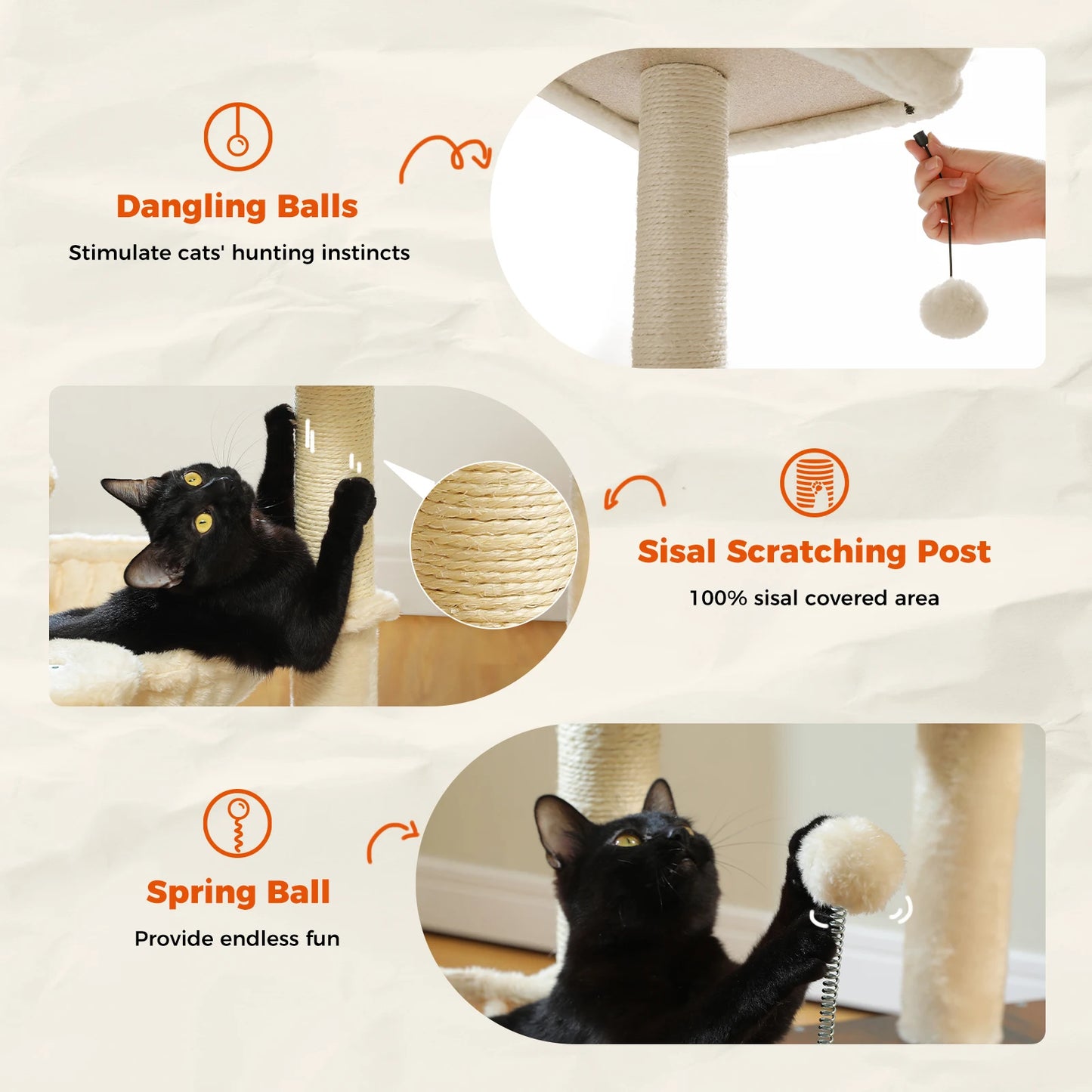PAWZ Road Indoor Cat Tower Featuring Sisal Posts And Hammock