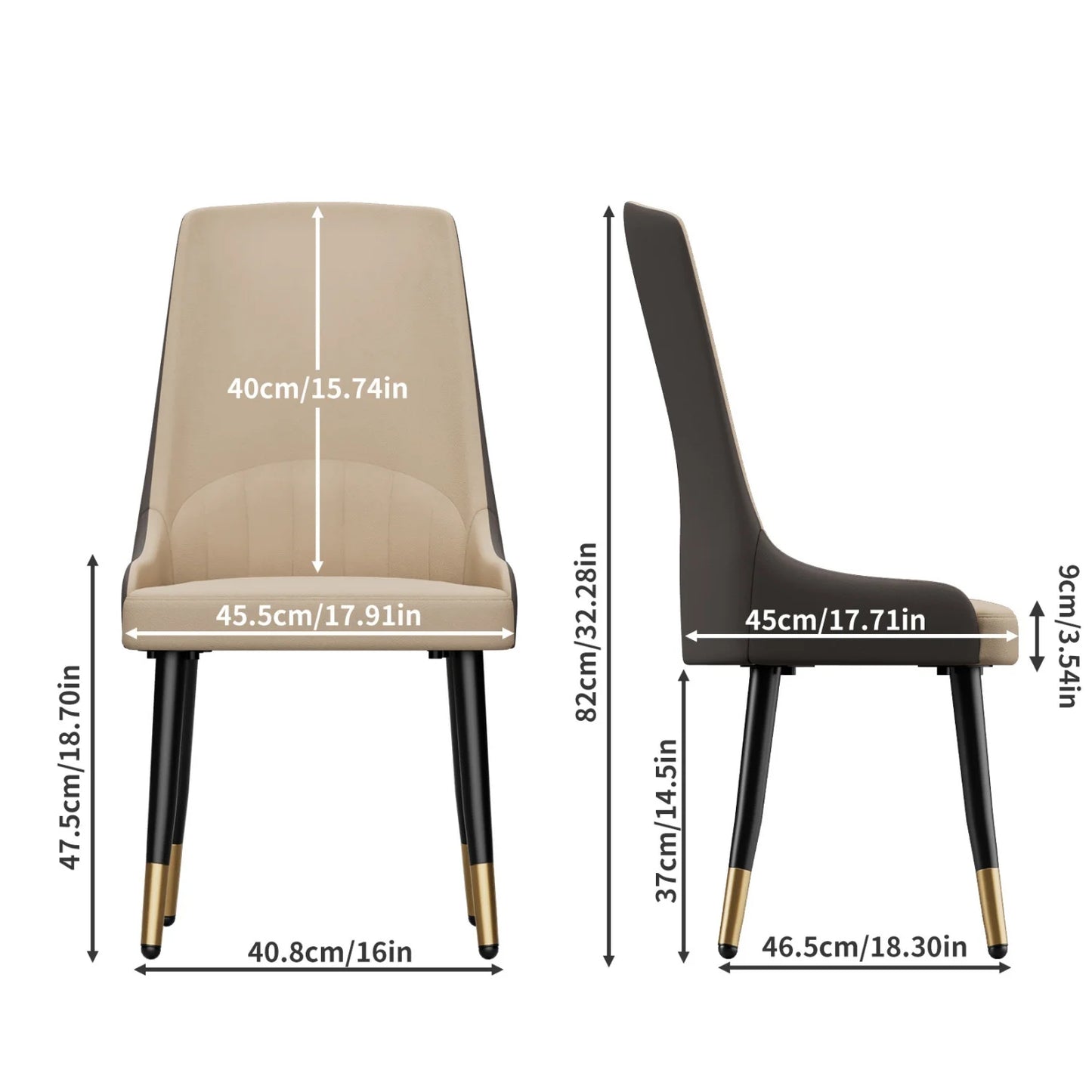 Modern Synthetic Leather Dining Chairs With Metal Frame And Padded Seats